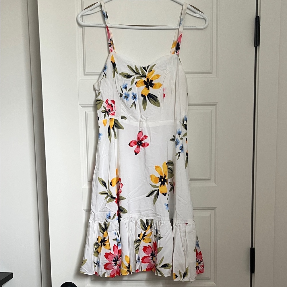 White Floral Spaghetti Strap Sundress